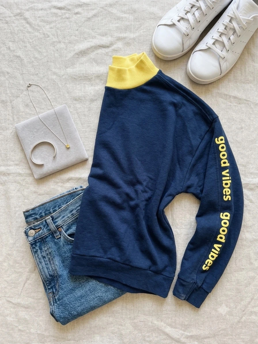 Sudadera / Jersey "Good Vibes" (Azul y Amarillo) UNISEX